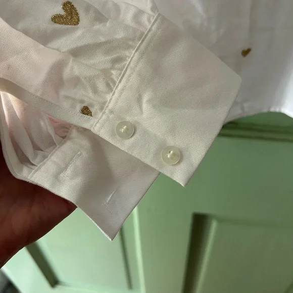 NWT NEW Sezane Chlo Blouse with Gold Heart Embroidery 34 - Picture 12 of 15